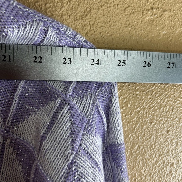 Vintage Sweater Bears Crossing Purple White Metallic Diamond Made In USA Size L - Picture 10 of 12